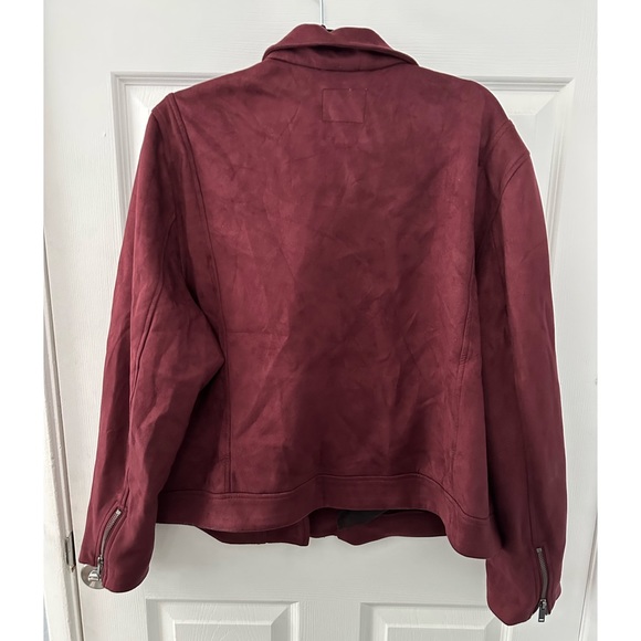 Old Navy Burgundy Deep Red Super Soft Zip Up Moto Jacket Size XXL - Picture 2 of 6